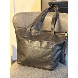 Fossil Black Pebbled Leather Shoulder Bag Tote Purse Attached Key